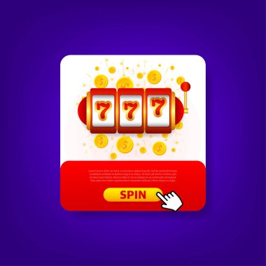 Konsept tasarım için 777 büyük ikramiyesi olan düz pankart. 777 büyük kazanç konsepti. İzole vektör illüstrasyonu