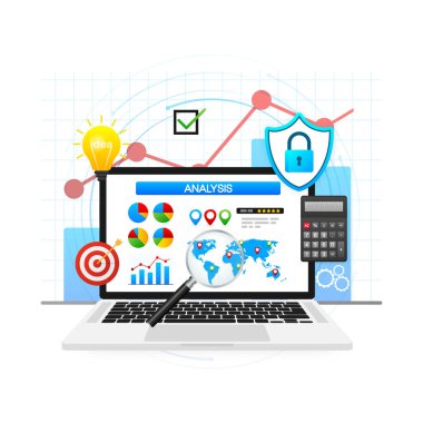 Analiz, her amaç için harika bir tasarım. Vektör illüstrasyonu, çizgi film karakteri