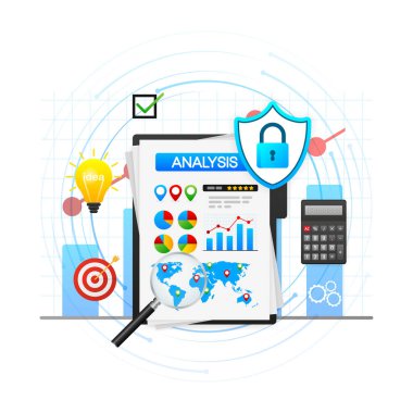 Analiz, her amaç için harika bir tasarım. Vektör illüstrasyonu, çizgi film karakteri