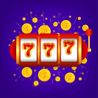 Flat banner with 777 jackpot for concept design. 777 big win concept. Isolated vector illustration