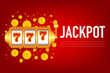 Flat banner with 777 jackpot for concept design. 777 big win concept. Isolated vector illustration