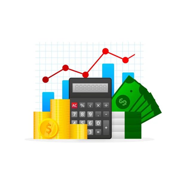资助资金计算器。商业向量图标。财务等量 — 图库矢量图片
