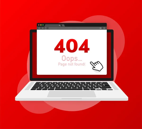 Página de error 404 no encontrada aislada en fondo rojo. Ilustración vectorial — Vector de stock