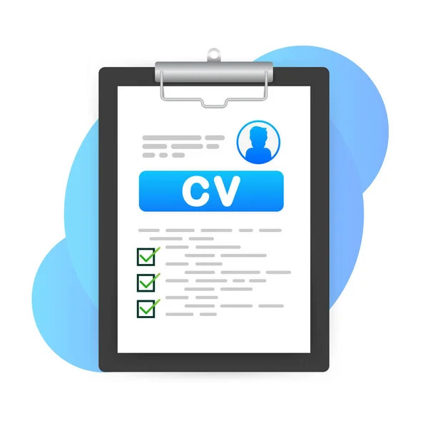 Resume, CV flat icon. Business management. Document icon Vector illustration. — Vetor de Stock