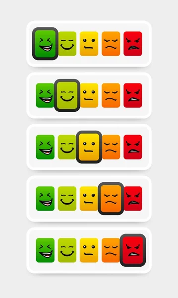 Vector Set of Emoticons. Sad and Happy Mood Icons. Feedback icon — Archivo Imágenes Vectoriales