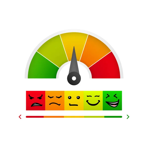 Credit Score Meter mit unterschiedlichen Emotionen Vektor-Konzept isoliert auf weißem Hintergrund — Stockvektor