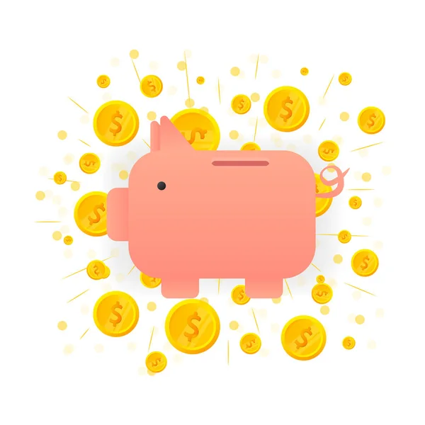 Money Piggy bank creative business concept. Financial services. Vector illustration. — Vetor de Stock