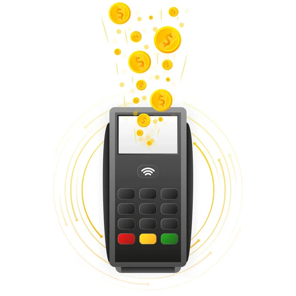 Terminal, money, bill icon. Digital electronic currency. Business concept. Finance isometric. Digital bank — Stockvektor