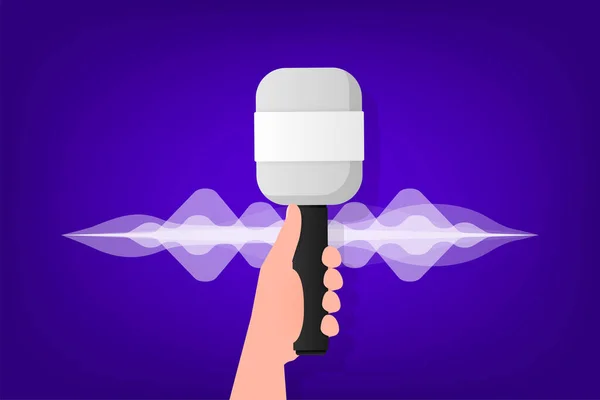 Retro illustration microphone for concept design. Vintage icon. Hand drawn vector illustration. Old design — Stok Vektör