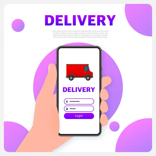 Delivery banner for mobile app design. 3d vector icon. Isometric illustration. Vector illustration design — Stok Vektör