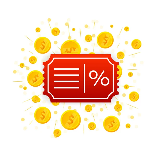 Coupon coins, great design for any purposes. Vector illustration. 3d vector icon. — Stockový vektor