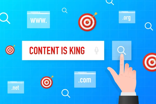 Content is king . Flat vector cartoon design. Smart business marketing concept — Stockový vektor