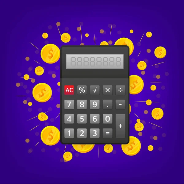 Modern cartoon illustration with calculator for web design. Financial management concept — стоковый вектор