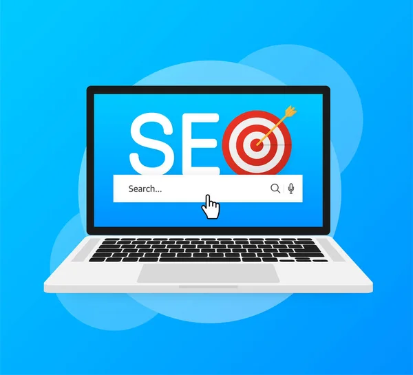 Advertising with seo for web marketing design. Social media flat icon — Vetor de Stock