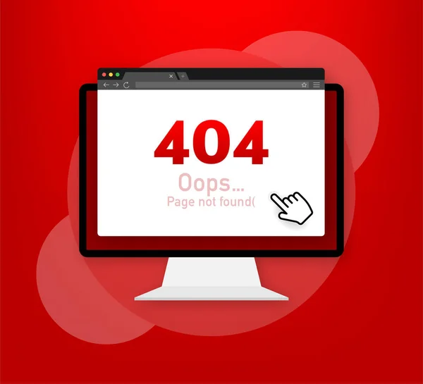 Página de error 404 no encontrada aislada en fondo rojo. Ilustración vectorial — Vector de stock