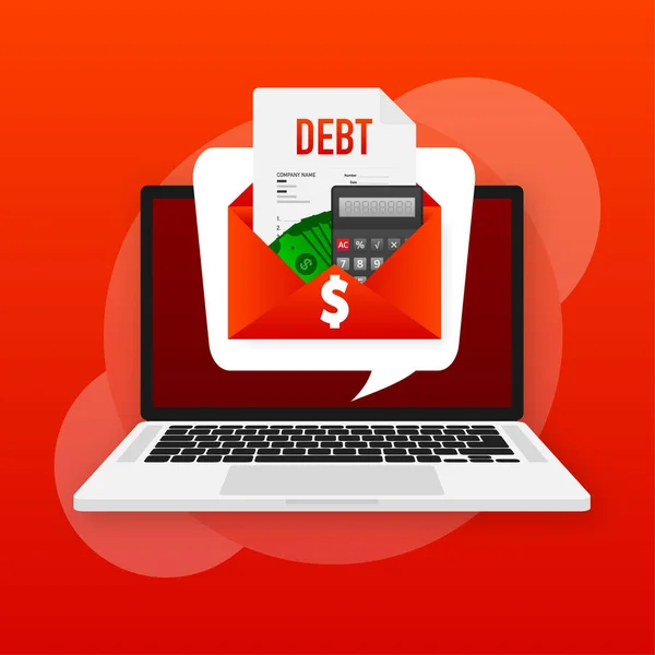 债务和信贷，为你的生意奋斗。用于概念设计的卡片。 — 图库矢量图片