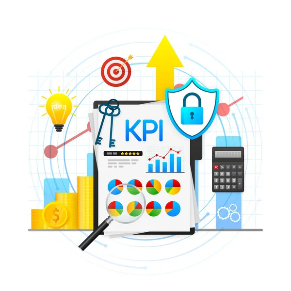 平面图标与kpi营销设计.金融投资。业务数据分析 — 图库矢量图片