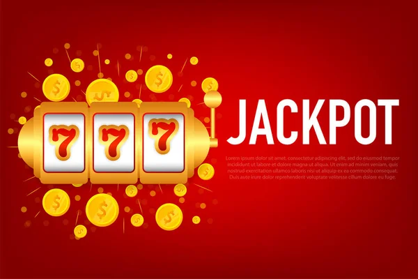 Flat banner with 777 jackpot for concept design. 777 big win concept. Isolated vector illustration — стоковый вектор