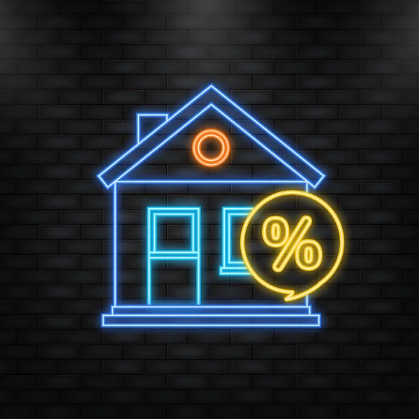 Flat icon with house money. Neon isometric illustration. Finance isometric. — Vetor de Stock
