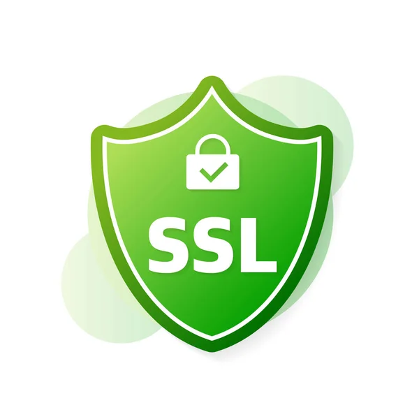 Etiqueta de criptografia SSL. Bandeira segura. Ilustração vetorial — Vetor de Stock