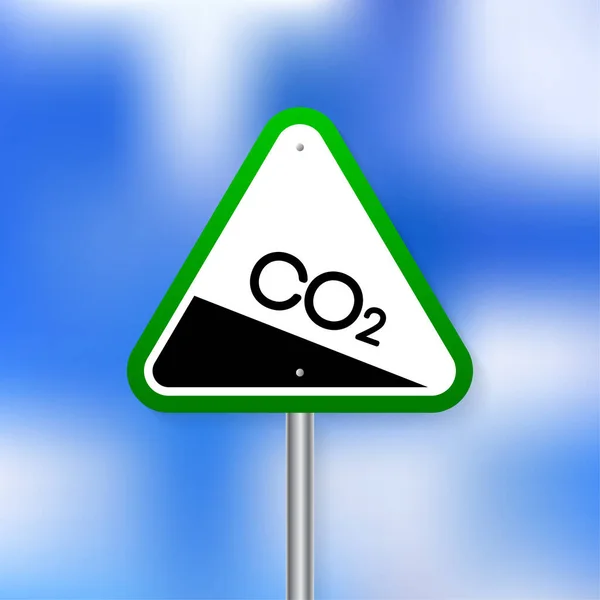 Co 2 emissions in flat style on green background. Simple vector illustration. Vector flat illustration. — Stock Vector