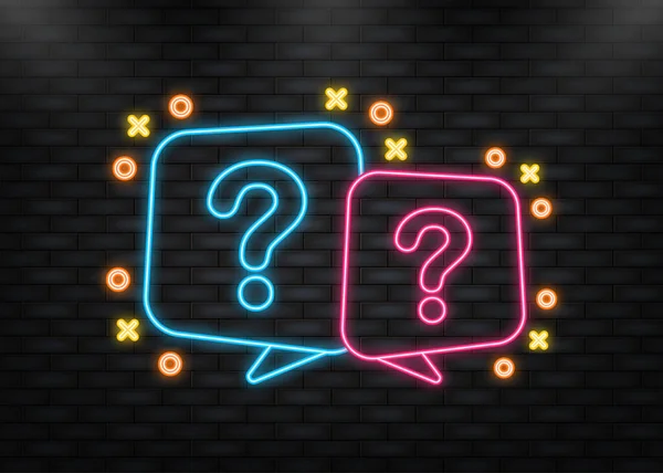 Question and Answer Bubble Chat neon icon. Vector illustration — 스톡 벡터