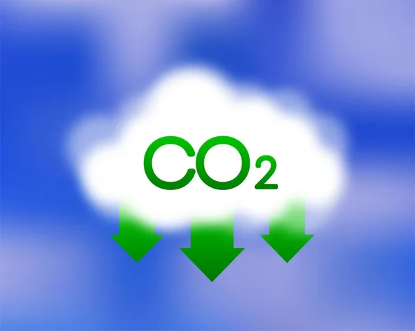 Emisiones de CO2 en estilo plano sobre fondo verde. Ilustración vectorial simple. Ilustración plana del vector — Vector de stock