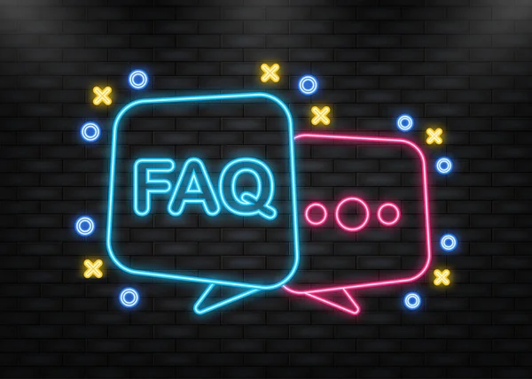 Question and Answer Bubble Chat neon icon. Vector illustration —  Vetores de Stock