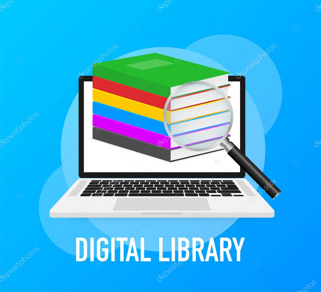 Digital library. Education, knowledge, study concept.