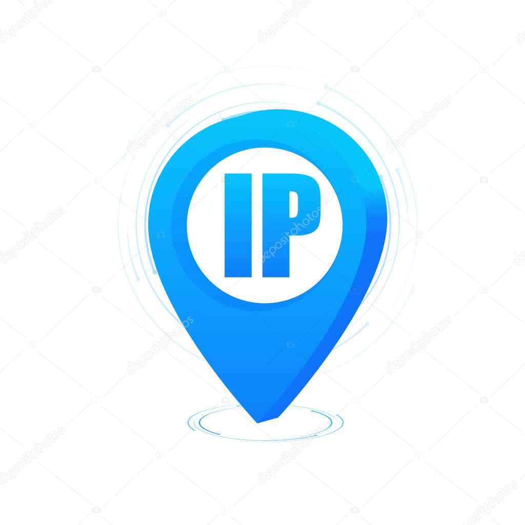 IP address point. Data And Networks. Online privacy and anonymity. Vector illustration