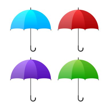 Colorful umbrella icon in flat design. Vector illustration