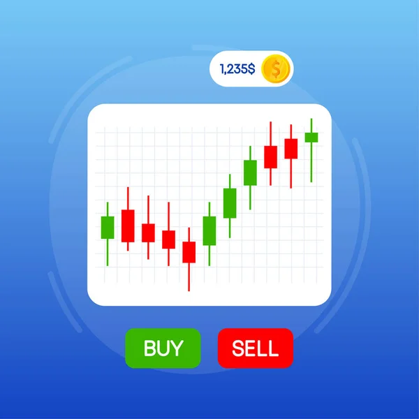 Stock Online Trading Technical Analysis Candlestick Chart Stock Exchanges Index —  Vetores de Stock