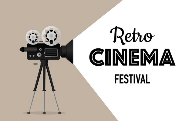 Movie Projector Retro Cinema Cinematography Festival Movie Time Vector Illustration — Wektor stockowy