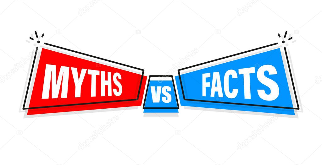 Facts and myths bubble isolated on white background. Symbol, logo illustration
