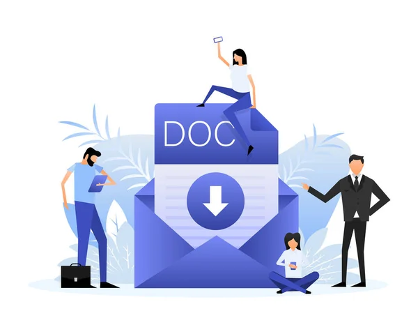 Download Doc File Group People Doc Document Isometric Vector Icon — ストックベクタ