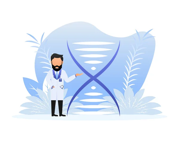 Dna Structure Testing Dna Researchers Making Vector Illustration — Vettoriale Stock