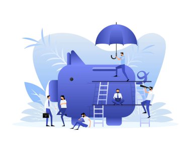 Sigorta konsepti. Sigorta poliçesi. Para Garanti Vektörü illüstrasyonu