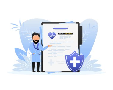 Konsept tasarım için yassı sağlık sigortacıları. Sağlık sigortası kavramı.