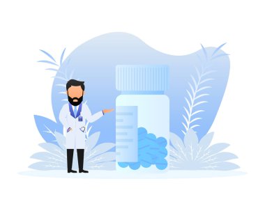 Haplı bir doktor karakteri. Tıbbi konsept. Düz vektör illüstrasyonu.
