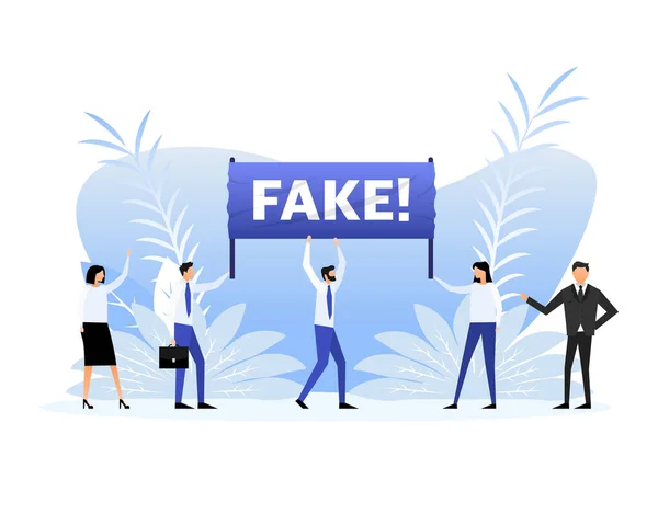 People Holding Poster Text Fake Vector Illustration — ストックベクタ