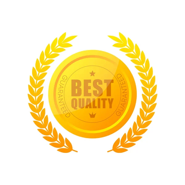Golden Best Quality Badge Label Sale Offer Price Sign Vector — Stockvector
