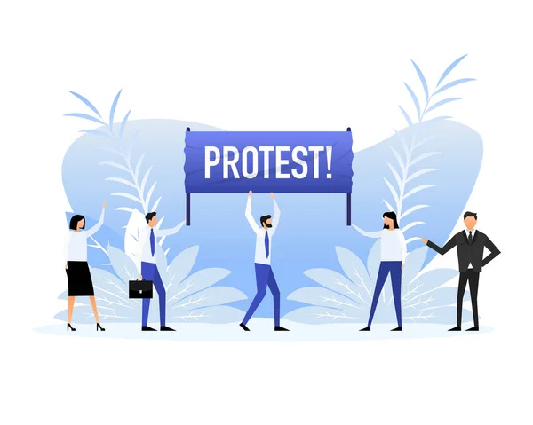 People Holding Poster Text Protest Vector Illustration — Stok Vektör