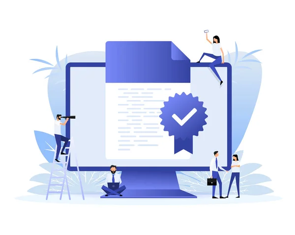 Onaylanmış belge sembolü. Onay süreci. Kalite işareti
