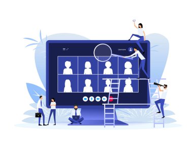 Düz sohbet eden insanlar, her amaçla tasarlanmış harika bir tasarım. Vektör illüstrasyonu.