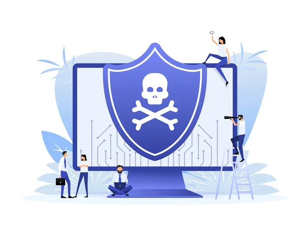 Logo Vektor Keamanan Cyber Dengan Perisai Dan Tanda Centang Ilustrasi - Stok Vektor