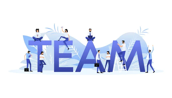Teamwork business success. Cartoon people vector illustration. Flat vector illustration character.