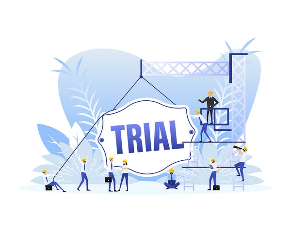 Trial Sign Light Background Flat Style People Vector Illustration — Stockový vektor