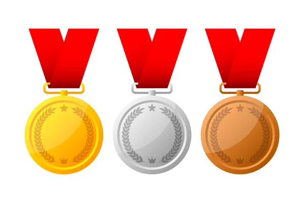 Gold Silver Bronze Medal Champion Winner Awards 1St 2Nd 3Rd — Stock vektor
