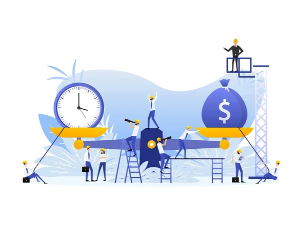 Time Money Scales Icon Flat People Money Time Balance Scale —  Vetores de Stock