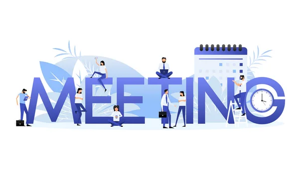 Meeting Sign People Vector Illustration Design Business Banner — Vettoriale Stock